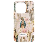 Custodia per iPhone 15 Pro Collage cristiano cattolico floreale vintage della Vergine