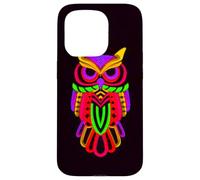 Custodia per iPhone 15 Pro Colorful Owl Line Art Geometrico Astratto Notte Uccello Gra