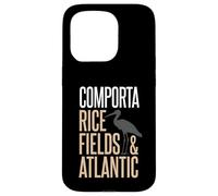 Custodia per iPhone 15 Pro Comporta Portogallo campi di riso e silhouette di cicogna atlantica