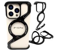Custodia per iPhone 15 Pro con MagSafe rinforzata, custodia in metallo con suppo