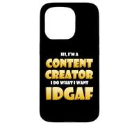 Custodia per iPhone 15 Pro Content Creator IDGAF Meme Video Content Creation Cosplay