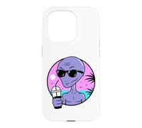 Custodia per iPhone 15 Pro Cool Alien Drinking Summer Juice Illustration Graphic Design