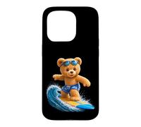 Custodia per iPhone 15 Pro Coraggioso orsacchiotto cavalcando le onde tavola da surf Shapes Mania