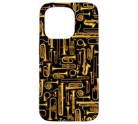 Custodia per iPhone 15 Pro Corna vintage in ottone suonatore strumenti musicali modello Royal