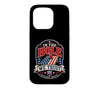 Custodia per iPhone 15 Pro Cornhole patriottico nel buco We Trust USA Bean Bag Toss