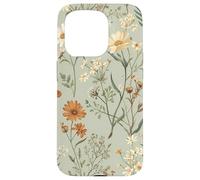 Custodia per iPhone 15 Pro Cottagecore botanico da giardino floreale con fiori selvatici verde salvia