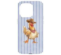 Custodia per iPhone 15 Pro Cowboy Chicken Western Stripe Graphic Illustration