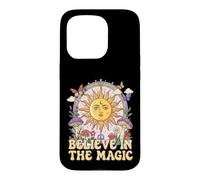 Custodia per iPhone 15 Pro Credere nel magico sole fungo Boho Hippie Art