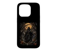 Custodia per iPhone 15 Pro Creepy Grim Reaper Scythe Halloween Skeleton Scary Grafica
