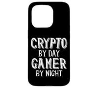 Custodia per iPhone 15 Pro Crypto By Day Gamer By Night Bitcoin Cryptocurrency NFT Game