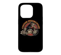 Custodia per iPhone 15 Pro "Custom Motorcycles" Retro Biker Lowbrow Wolf Rockabilly 50s