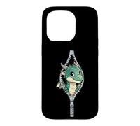 Custodia per iPhone 15 Pro Cute Baby Dragon Sbirciando Zipper Fantasy Creatura