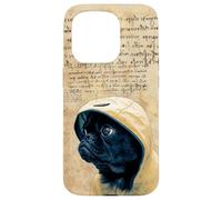 Custodia per iPhone 15 Pro Cute Black Pug Motif For Pug Lovers For Rainy Days & Pug Mom