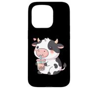 Custodia per iPhone 15 Pro Cute Cow Bubble Tea Kawaii Anime Cows Lover Girls