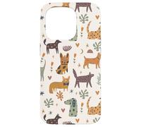 Custodia per iPhone 15 Pro Cute Dog Lover Theme Boho Aesthetic Retro Pet Pattern