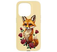 Custodia per iPhone 15 Pro Cute Fox Roses Foresta Animale Volpe Rossa Fiori