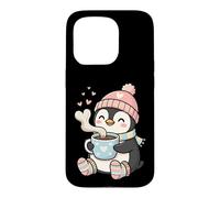 Custodia per iPhone 15 Pro Cute Penguin Hot Cocoa Winter Beanie Scarf Socks