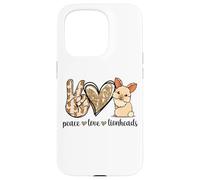 Custodia per iPhone 15 Pro Cute Womens Girls Kawaii Peace Love Lionhead Rabbit Lover