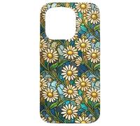 Custodia per iPhone 15 Pro Daisy Vintage Wildflower Stained Mosaico Floreale