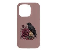 Custodia per iPhone 15 Pro Dark Romance Raven Bird Borgogna Rose Gothic Art Candle