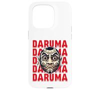 Custodia per iPhone 15 Pro Daruma Maschera Rossa Testo Art Ripeti Espressione Grass