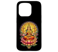 Custodia per iPhone 15 Pro Dea Lakshmi Vetro Colorato Mitologia Indù Induismo