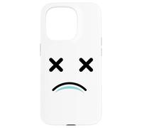 Custodia per iPhone 15 Pro Dead Tired Face - Funny Cartoon White/Blue
