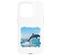 Custodia per iPhone 15 Pro Delfino oceano che salta le onde marine scena della fauna selvatica design