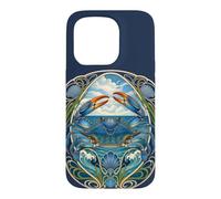 Custodia per iPhone 15 Pro Design Art Nouveau Blue Crab Sea Life