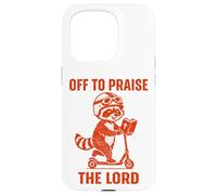 Custodia per iPhone 15 Pro Design divertente con scritta "Off To Praise The Lord"