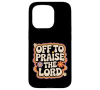 Custodia per iPhone 15 Pro Design retrò con scritta "Off To Praise The Lord"