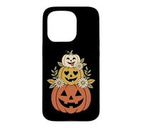 Custodia per iPhone 15 Pro Design vintage a forma di zucca con margherite anni '70