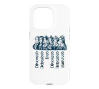 Custodia per iPhone 15 Pro Destini delle sei mogli di Enrico VIII Navy Print