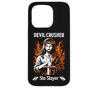 Custodia per iPhone 15 Pro Diavolo Crusher Sin Slayer Gesù Guerra Spirituale Cristiana