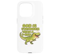 Custodia per iPhone 15 Pro Dio è più forte di un Trex Cute Dino Kids Christianity