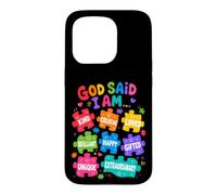 Custodia per iPhone 15 Pro Dio ha detto che sono puzzle colorati affermazioni consapevolezza autismo