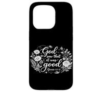 Custodia per iPhone 15 Pro Dio vide che era buona Genesi 1:31 Bibbia di fede cristiana