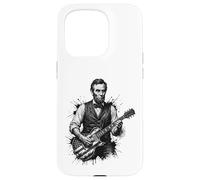 Custodia per iPhone 15 Pro Divertente Abraham Lincoln che suona la chitarra elettrica