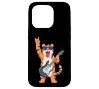 Custodia per iPhone 15 Pro Divertente cartone animato Tiger Rock Music Guitar Player Design
