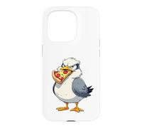 Custodia per iPhone 15 Pro Divertente gabbiano grafico con pizza nel becco