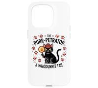 Custodia per iPhone 15 Pro Divertente Gatto Detective Purrpetrator True Crime Omicidio Mistero