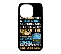Custodia per iPhone 15 Pro Divertente guida ai treni - 3 idioti sui binari
