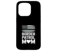 Custodia per iPhone 15 Pro Divertente mamma della pattuglia di frontiera che dice il cuore della bandiera americana