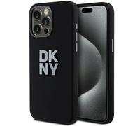 Custodia per iPhone 15 Pro DKNY in silicone liquido con logo in metallo, colore