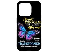 Custodia per iPhone 15 Pro Do Not Conform Romans 12:2 Christian Butterfly Dio Adorazione
