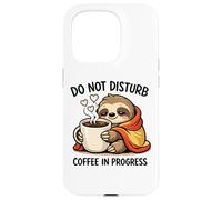 Custodia per iPhone 15 Pro Do Not Disturb Coffee Sloth Cute Funny Morning Mood tees