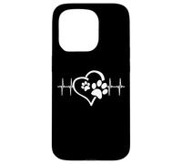 Custodia per iPhone 15 Pro Dog Mom Cute Dog Paw Print Heart Black