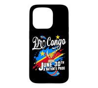 Custodia per iPhone 15 Pro DR Congo Giorno dell'Indipendenza 30 giugno Bandiera e Emblema Congolese