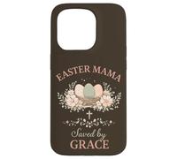 Custodia per iPhone 15 Pro Easter Mama Saved by Grace Floral Faith Citazione Design