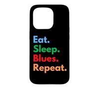 Custodia per iPhone 15 Pro Eat Sleep Blues Repeat per gli amanti della musica blues